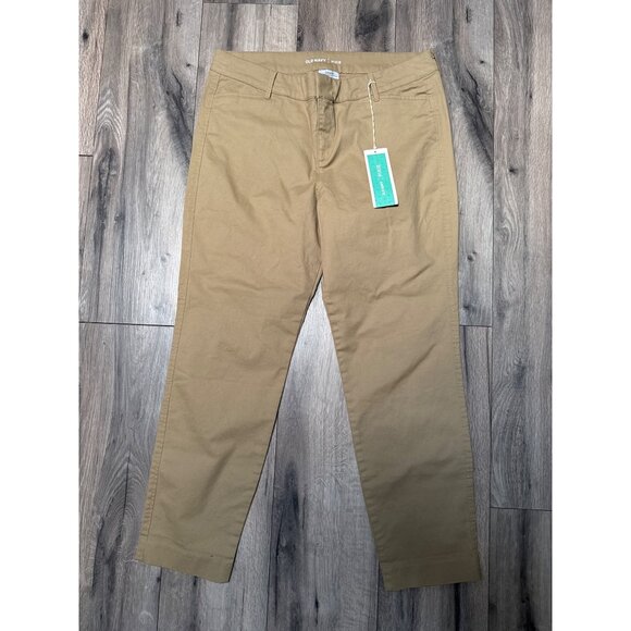 Old Navy Pixie Chino Ankle Length Pants Size 12 Regular Tan Cotton Blend Stretch - Picture 1 of 4